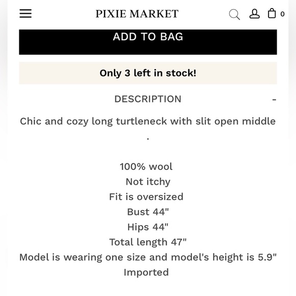 Pixie Market Long Wool Turtleneck Sweater - Picture 2 of 3